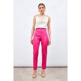 Sateen Yüksek Bel Pensli Pantolon, 40, STN139KPA2025, Fuşya, Kadın