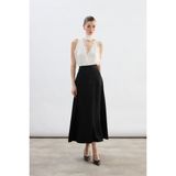 Sateen Yüksek Bel Saten Etek - Siyah - 38