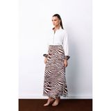 Sateen Zebra Desen Etek - Kahve - 36