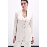 Sateen Zebra Desenli Ceket, 42, STN139KCE1721, Bej, Kadın