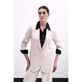 Sateen Zebra Desenli Ceket, 42, STN139KCE1721, Pudra, Kadın