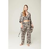 Saten Ashley Sabahlık Büstiyer Pantolon 3'lü Takım Leopard