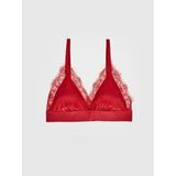 Saten dantel detaylı bralet KIRMIZI