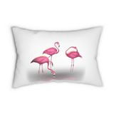 Saten Flamingo Baskılı Kırlent Kılıfı Beyaz FLA1415233111