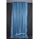 Saten Fonluk Pilesiz Mavi Renk Tek Kanat Fon Perde En 200 Cm Boy 260 Cm