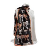 SATEN İPEK LEOPAR FİYONK DESENLİ KADIN FULAR