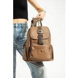 Saten Kumaş Kadın Sırt Çantası 33*23 Cm Yağmur İtici Kumaş Mega Bag Kapaklı Taşlı Model