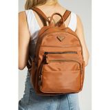 Saten Kumaş Kadın Sırt Çantası 35*25 cm Yağmur Itici Kumaş Mega Bag Günlük Kullanıma Uygun - 35 x 25 cm - Taba