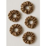 Saten Saç Tokası, 5'li Set, Parlak renklerde, Lastikli Scrunchie, Nişan, Düğün, Kına Gecesi,Doğum Günü Hediyesi (kahverengi)