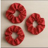 Saten Saç Tokası, 5'li Set, Parlak renklerde, Lastikli Scrunchie, Nişan, Düğün, Kına Gecesi,Doğum Günü Hediyesi (kırmızı)