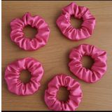 Saten Saç Tokası, 5'li Set, Parlak renklerde, Lastikli Scrunchie, Nişan, Düğün, Kına Gecesi,Doğum Günü Hediyesi (Pembe)
