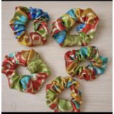 Saten Saç Tokası, 5'li Set, Parlak renklerde, Lastikli Scrunchie, Nişan, Düğün, Kına Gecesi,Doğum Günü Hediyesi (simli Saten Karışık Renkli)