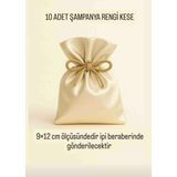 Saten Şampanya Rengi Bez Kese Lavanta, Takı,kuruyemiş, Çok Amaçlı Bez Poşet