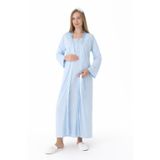 Saten Şeritli Şık Dantel Detaylı Hamile ve Lohusa Gecelik Takımı, Mavi, 2XL, 2'li Set