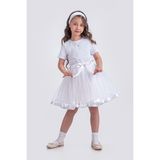 Saten Şeritli Tütü Kız Çocuk Etek M00728 - Beyaz - 11 Yaş