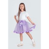 Saten Şeritli Tütü Kız Çocuk Etek M00728 - Lila - 6 Yaş