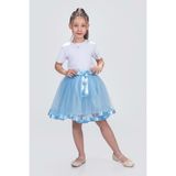 Saten Şeritli Tütü Kız Çocuk Etek M00728 Mavi - 11 Yaş