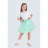 Saten Şeritli Tütü Kız Çocuk Etek M00728 - Mint Yeşili - 11 Yaş