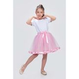 Saten Şeritli Tütü Kız Çocuk Etek M00728 - Pembe - 6 Yaş