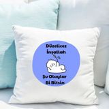 Saten Yastık Kılıfı 50x50 cm – “Düzelicez İnşallah” Baskılı Dekoratif Kırlent Kılıfı (İçi Boş)
