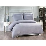 Satin Kinox Armurlu Cift Kisilik Nevresim Takimi Gri