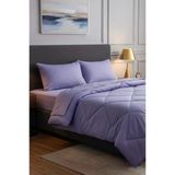 Satin Pollysaten Comforter Çift Kişilik Yorgan Seti Lila