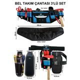 Satış Diyarı Bel Takım Çantası Elektrikçi Çantası İnşaatçı Çantası Hırdavat Çantası Ayarlanabilir Kemerli 3Lü Set