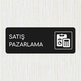 Satış Pazarlama Alüminyum Ofis Departman Kapı Isimliği, Yönlendirme Levhası 24X9 cm Siyah - 24 x 9 cm - 1 Adet