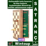 #Satranç Manyetik Seyahat Tipi Mini Mıknatıs Taşlı Ahşap Katlanabilir Kutulu Satranç Oyunu 35 Cm