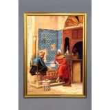 Satranç Oynayanlar Desenli Dijital Baskılı Kadife Kumaş Çerçeveli Tablo Tbl0023 Renkli 50 X 70