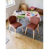 Satranç ve Ludo Yüzeyli Katlanır Deri Döşemeli Çift Sandalyeli Çocuk Aktivite Masa Takımı