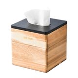 SATU BROWN Akasya Ahşap Peçete Tutacağı Kare (14,9 x 12,9 x 12,9 cm) Ahşap Düz Peçete Tepsisi, Mutfak Dekoru İçin Kokteyl Peçete Caddy, Restoran Tezgah Üstü Bar Aksesuarları