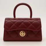 Satuna Parlak Kapitone Mini Çanta – Astar Detaylı – Zincir Askılı Kadın El ve Omuz Çantası (19X12 Cm) - 19 x 12 cm - Bordo