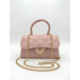 Satuna Parlak Kapitone Mini Çanta – Astar Detaylı – Zincir Askılı Kadın El ve Omuz Çantası (19X12 Cm) - 19 x 12 cm - Pembe