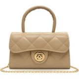Satuna Parlak Kapitone Mini Çanta – Astar Detaylı – Zincir Askılı Kadın El ve Omuz Çantası (19X12 Cm) - 19 x 12 cm - Vizon