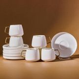 Saturn 6 Kişilik Kahve Fincanı Takımı 90 ml Gold - Çok Renkli
