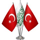 Satürn Design Masaüstü Beyaz Kelimei Tevhid Bayrağı Türk Bayrağı Üçlü Krom Direk Masa Bayrak Seti