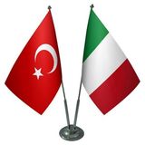 Satürn Design Masaüstü Italya Bayrağı Türk Bayrağı İkili Krom Direk Masa Bayrak Seti
