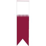 Satürn Design Masaüstü Kırlangıç Çift Taraflı Saten Kumaş Katar Bayrağı 8 x 30 cm