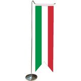 Satürn Design Masaüstü Kırlangıç Italya Bayrağı + Krom L Direk Masa Bayrak Seti