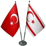 Satürn Design Masaüstü Kktc Bayrağı Türk Bayrağı İkili Krom Direk Masa Bayrak Seti