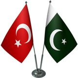 Satürn Design Masaüstü Pakistan Bayrağı Türk Bayrağı İkili Krom Direk Masa Bayrak Seti