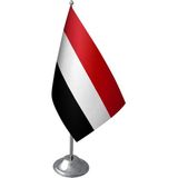 Satürn Design Masaüstü Yemen Bayrağı Krom Direk Masa Bayrak Seti
