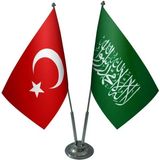Satürn Design Masaüstü Yeşil Kelimei Tevhid Bayrağı Türk Bayrağı İkili Krom Direk Masa Bayrak Seti