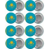 Satürn Kazakistan Bayrağı Çanta Rozeti Seti 8 Adet En Büyük Boy 5.8cm Iğneli Broş - Renkli