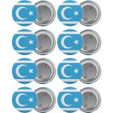 Satürn Kerkük Türkmeneli Bayrağı Çanta Rozeti Seti 8 Adet En Büyük Boy 5.8cm Iğneli Broş - Renkli