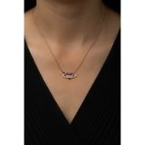 Satürn Kuşaklı Kalp Ay Yıldız Bayrak Kolye Rose Gold Kaplama 925 Ayar Gümüş, Uvps100493