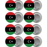 Satürn Libya Bayrağı Çanta Rozeti Seti 8 Adet En Büyük Boy 5.8cm Iğneli Broş - Renkli