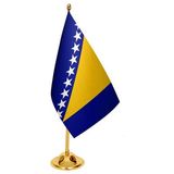 Satürn Masa Üstü Bosna Hersek Bayrağı + Pirinç Direk Masa Bayrak Seti