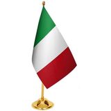 Satürn Masa Üstü Italya Bayrağı + Pirinç Direk Masa Bayrak Seti